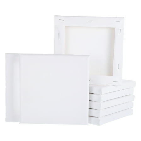 Uxcell 8 Pcs Stretched Canvas, 6x6" Artist Boards 4/5" Profile Cotton Panels,White