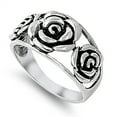 thumbnail image 1 of Oxidized Rose Flower Antiqued Retro Ring 925 Sterling Silver Band Jewelry Female Male Unisex Size 7, 1 of 4
