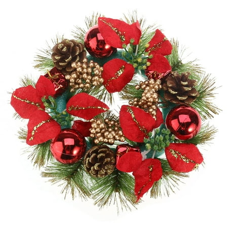 30cm Christmas Wreath Front Door Hang Garland With Pine Needles