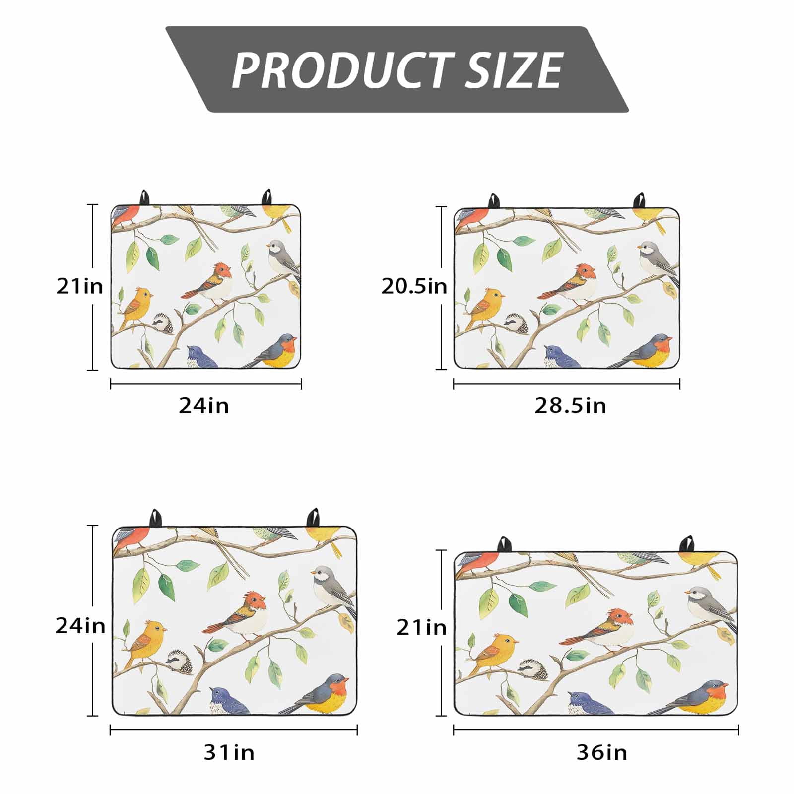 Watercolor Birds Stove Top Cover for Electric Stove, Heat-proof & Non Slip Glass Top Stove Cover Protector, Spring Botanical Leaf Branch Modern Kitchen Flat Cooktop Rubber Mat 24x21 Inches