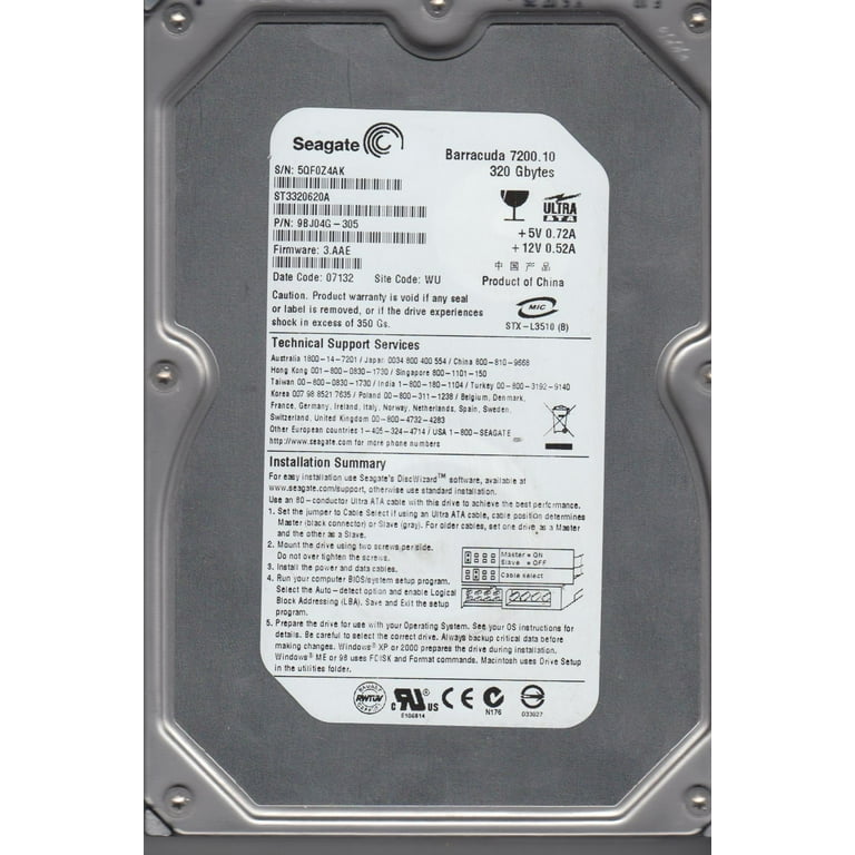 ST3320620A, 5QF, WU, PN 9BJ04G-305, FW 3.AAE, Seagate 320GB ST3320620A, 5QF, WU, PN 9BJ04G-305, FW 3.AAE, Seagate 320GB