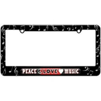 Peace Love Music License Plate Tag Frame, Multiple Colors