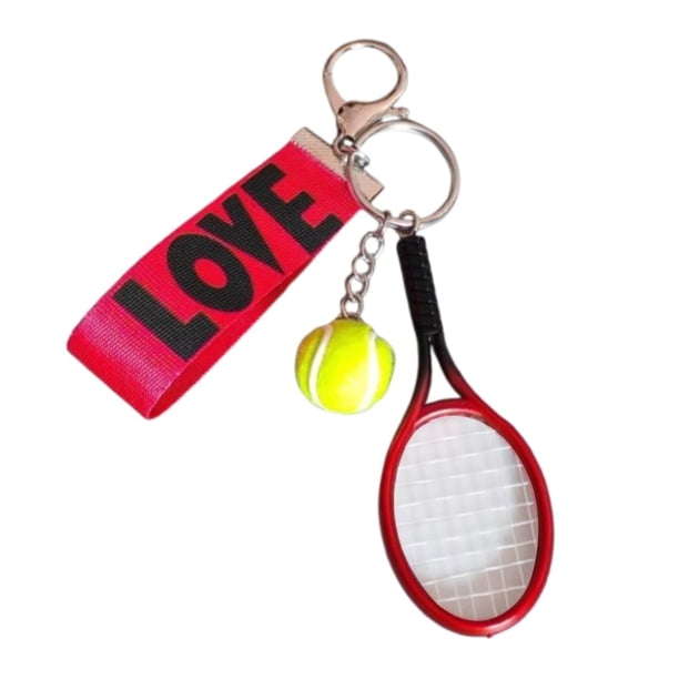 Llavero con forma de raqueta de tenis, regalo para Año Nuevo, San Valentín, bolso, mujeres y hombres. Rojo