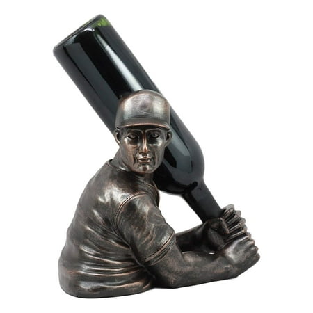 Figurine Wine - Ebros Focus Home Run Batting Baseball Player Wine Holder Statue 9.5