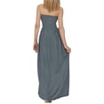 thumbnail image 3 of HAPPY BAY Women's Beach Summer Solid Smocked Maxi Evening Slit Dress Casual Tube Top Strapless Dresses for Women One Size Grey, Solid, 3 of 3