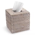 thumbnail image 1 of Funda para caja de pañuelos de ratán tejida a mano, mimbre, encalado, 14 x 14 x 14 cm, 1 of 6