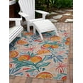 thumbnail image 2 of Linon Outdoor Washable Area Rug Collection, Ivory and Orange, 5' x 7', 2 of 8