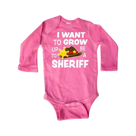 

Inktastic I Want To Grow up To Be A Sheriff Gift Baby Boy or Baby Girl Long Sleeve Bodysuit