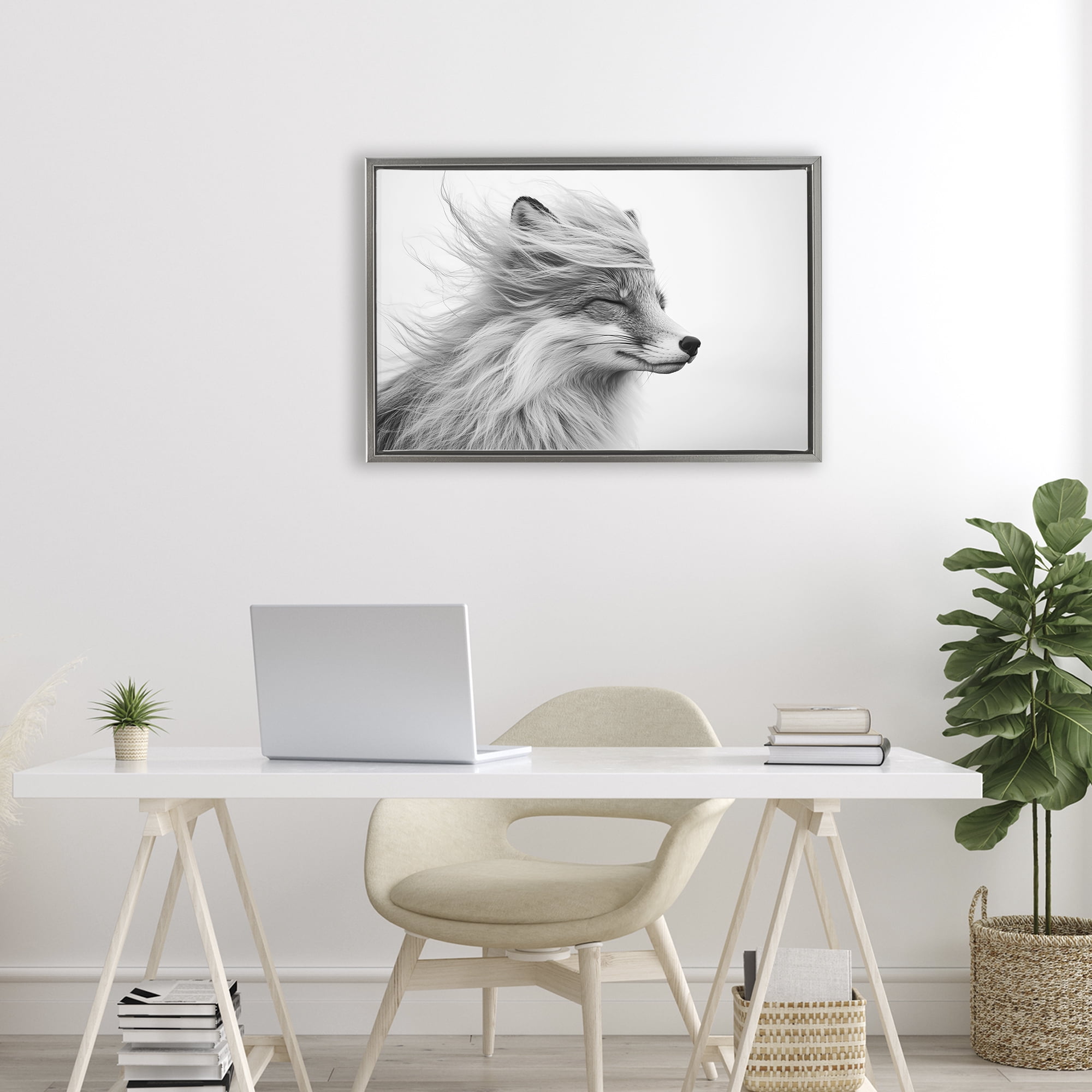 Stupell Industries Easy Breezy Fox Gray Framed Floater Canvas Wall Art, design by Tina LeCour