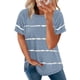 thumbnail image 4 of Camiseta de algodón a rayas para mujer, camiseta de manga corta con cuello redondo, Tops holgados informales, ropa de calle para mujer 2022, 4 of 4