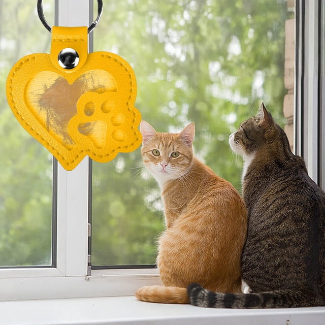 Pet Memorial Keychain For Hair Keepsake Print Shape Lover Remembrance Jewelry For Cat And Dog Companion