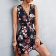 thumbnail image 6 of USSUMA Sundresses for Women Casual Summer Sexy Belted Zip Up Short Hawaiian Tropical Print Mini Womens Shirt Dresses Beach V Neck Sleeveless Plus Size Wedding Guest Sun Dress, 6 of 8