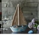 thumbnail image 5 of Decoración rústica mediterránea de madera con forma de velero. Modelo de velero para decoración del hogar. Puntos blancos, 5 of 7