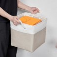 thumbnail image 4 of 13 x 13 Inch Storage Cubes，6 Pack Cube Storage Bins for Shelves，Fabric Collapsible Storage Bins with Handles, Foldable Storage Basket for Organizing Clothes, Toys, Books (White&Beige), 4 of 12