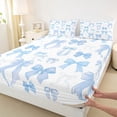thumbnail image 4 of Manfei Dreamy Blue Bow Queen Sheet Sets For Girls,Princess Bow Ribbon Detail Bed Set For Kids,4 Pieces, 4 of 6