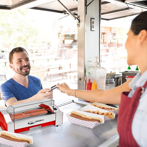Electric Hot Dog Roller - Sausage Grill Cooker Machine - 6 Hot Dog Capacity - Household Hot Dog Machine for Children and Adults