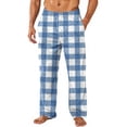 thumbnail image 2 of GrmtClth Mens Plush Warm Pajama Pants Trendy Flannel Fleece Soft Comfy Plaid Night Pants Fall Winter Thermal Fuzzy Pj Pants with Pockets Light Blue XXL, 2 of 6