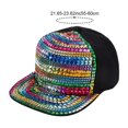 thumbnail image 2 of Slccxzc Fashion Diamond Studded Baseball Caps Flat Brim Outdoor Hats Bling Punk Snapback Cap Jazz Hip Hop Cap, 2 of 7