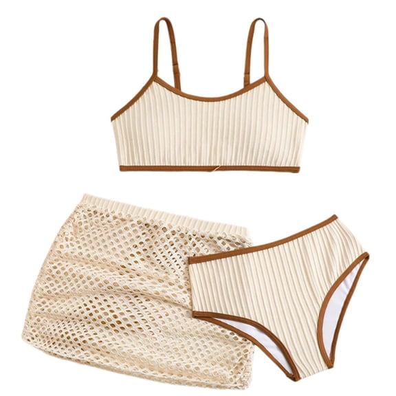 Shadoumai Girls Tankini Swimsuits Size 10-12 Cutout Bikini Sets for Girls 10-12 Tie-Straps Tankini Set 3 Pieces Bathing Suits for Girls Contrast Trim Swimwear Set Girl