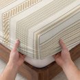thumbnail image 3 of King Size Fitted Sheet Set - Farmhouse Stripe 3 Piece Bedding Sets 16" Deep Pocket Fitted Sheet with 2 Pillowcases, Boho Country Vintage Brown Striped Brushed Microfiber Hotel Luxury Bed Sheets, 3 of 9