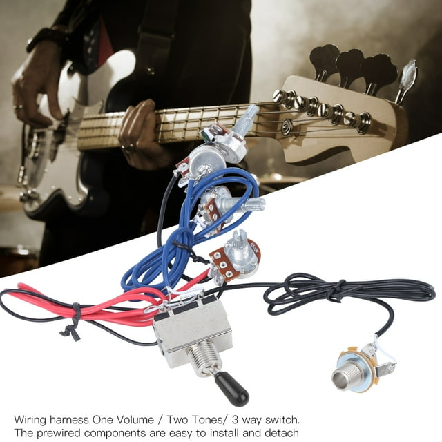 Electric Guitar Switch, Metal + PVC Prewired 3 Way Switch Guitar Wiring Harness Kit Guitar Wire Instrument Part Accessory