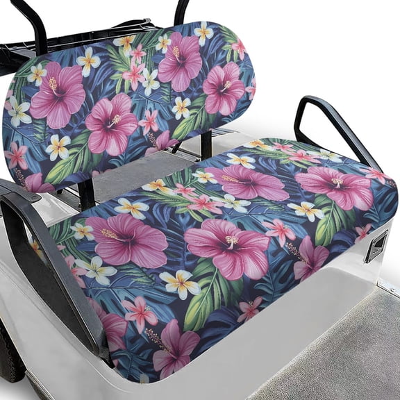 Pzuqiu Golf Seat Cover Lightweight Polyester Cloth, Compatible with Outdoor Golf Cart, for Golf Carts Club Car Precedent Seat, Tropical Hibiscus Print