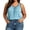 Sky Blue Tank Tops, variant on Women's Plus Size Round Neck Contrast Binding Front Pleat Sleeveless Tank, Soft Knit Relaxed Flowy Fit Top, Comfort Casual Denim Matching Blouse