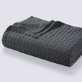 thumbnail image 2 of Tribeca Living Cotton Waffle Weave Garment Washed Oversized Blanket or Throw Twin - Steel Grey, 2 of 5