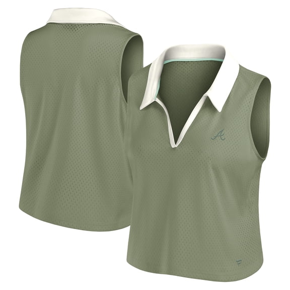 Women's Fanatics Olive Atlanta Braves Studio Wellness V-Neck Tank Top