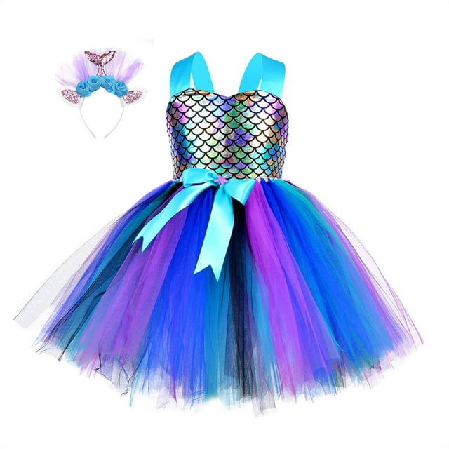 Robes Fille Robe Sans Manches à Volants Robe en Tulle pour Tout-Petits Robe d'Été Fille Robe Fantaisie Fille Vêtements d'Été Fille 2-3 Ans Mode Fille