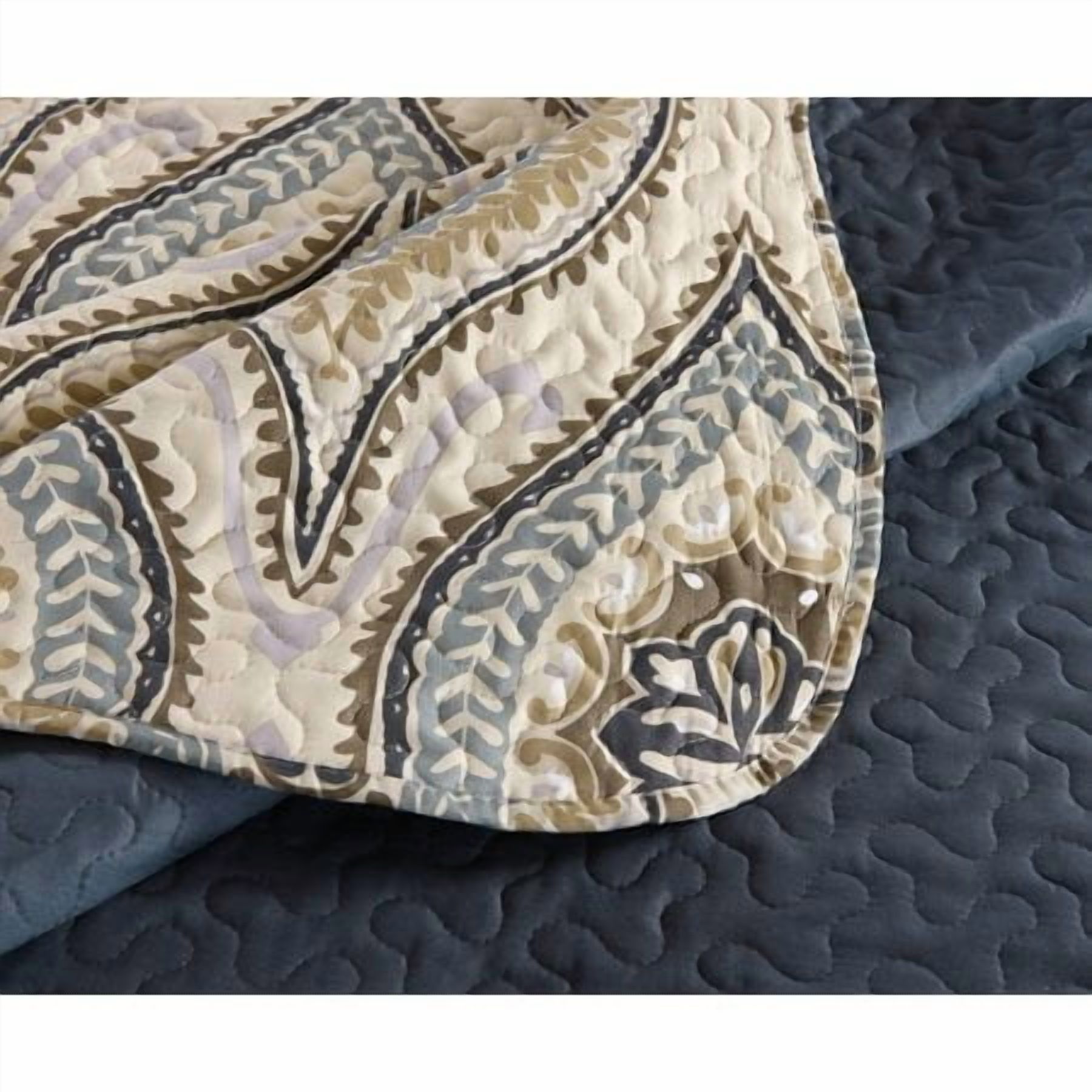 MarCielo 3 Piece Quilted Bedspread Queen, Printed Quilt, Quilt Set Bedding Throw Blanket Coverlet Oversize Lightweight Bedspread Ensemble, Dark Grey Queen Size, Joni