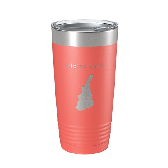 Alpine Lake Hull's Map Tumbler Travel Mug Insulated Laser Engraved Coffee Cup West Virginia 20 oz Coral