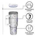 thumbnail image 4 of Floral 40oz Tumbler– Stainless Steel Insulated Tumbler with Handle and Straw, Large Capacity Travel Cup for Hot & Cold Drinks,Thanksgiving,Christmas, Spring,Flower, 4 of 6