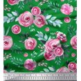 thumbnail image 1 of Soimoi Green Silk Fabric Leaves & Ranunculus Floral Fabric Prints By Yard 42 Inch Wide, 1 of 3