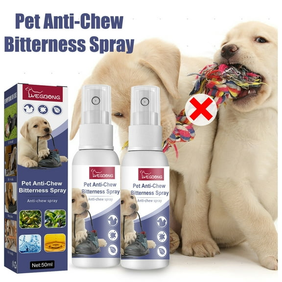 Pet Anti-Chew Bitterness Spray Natural Deterrent for Dogs & Cats, Safe No-Chew Formula, 2 Pack, 50ml Each