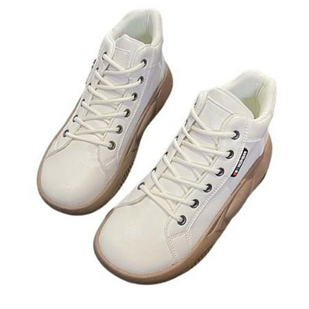 

Stamzod Summer Savings Clearance Spring And Autumn Thick Soled Rocking Shoes Versatile Fashion Women s Single Shoes High Top Small White Shoes Casual Retro Women s Shoes Beige 38