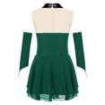 thumbnail image 4 of TTAO Kids Girls Sparkly Roller Figure Ice Skating Dress Mesh Splice Ballet Leotard Dress with Gloves Dark Green 16, 4 of 5
