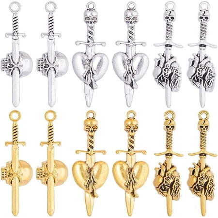 1 Box 36Pcs 6 Style Charms Bulk Gothic Charm Tibetan Style Charms Head Small Anatomacil Charm