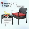 thumbnail image 6 of Tappio Outdoor Furniture 3 Piece Patio Bistro Furniture Set, Rattan Conversation Chairs Set with Side Table and Cushions, Patio Furniture Sets for Balcony Garden Porch, Red, 6 of 8