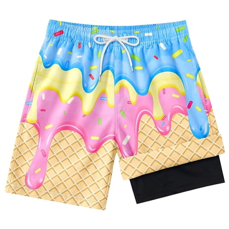 Confree For Boys Swimsuit Summer Color Block Swim Trunk Pool Soft Breathable Big Boys Swimwear Size 11-12 Years Pink