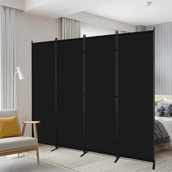 VividGreen 88''W Folding Room Divider for Room Separator,Freestanding 4 Panel Room Divider Panel Privacy Screen for Dorm Studio Office, Black