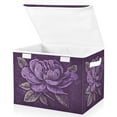 thumbnail image 2 of IAUYY 42*32*30cm Storage Bin with Lid Storage Boxes with Handles,300D Oxford Fabric+Hollow Board Applicable to Clothes Storage Office Storage,Deep Violet Color, 2 of 6