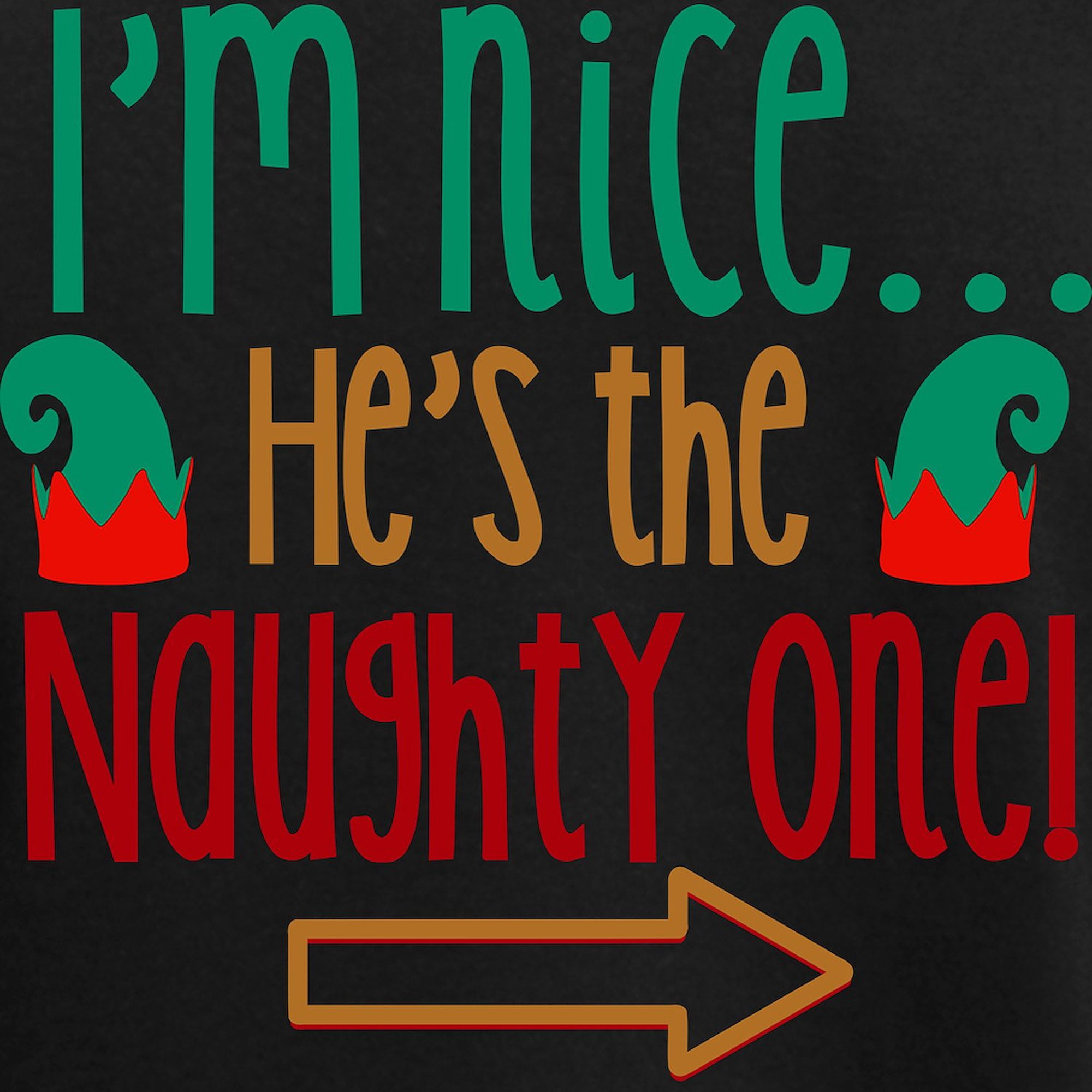 CafePress - Im Nice Hes Naughty Elf Hat Women's Dark Pajamas - Women's Short Sleeve Print T-Shirt and Pants Dark Cotton Pajama Set
