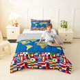 thumbnail image 4 of Manfei World Map Twin Comforter Sets,International Flags Bedding Set,Gold Blue,Light Gray Reversible,2 Pieces,1 Comforter and 1 Pillowcase, 4 of 7