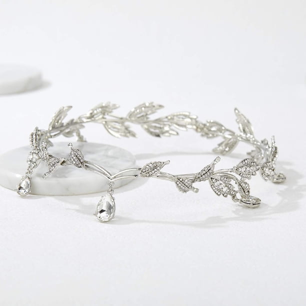Remedios Rhinestone Leaf Wedding Crown Headband , Crystal  display picture 3