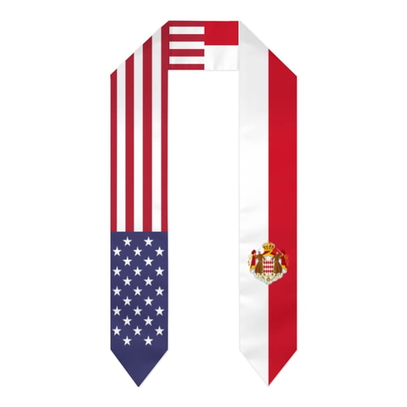 Monaco & USA United States Flag Shawl Sash Stole Graduation Shawls Wraps Scraf For International Study