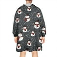 thumbnail image 2 of Wearable Oversized Blanket,Black Christmas Snowman Pattern Wearable Blanket Hoodie for Adults,Cozy Hooded Blankets with Super Pockets,Super Warm Fuzzy Pullover for Women & Men, 2 of 6