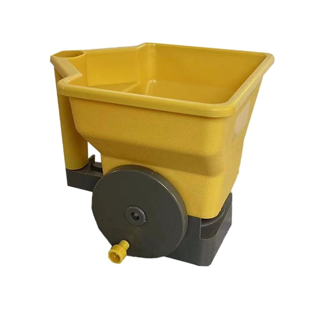 Dispensador de esparcidor de mano reutilizable, portátil, para jardinería, con manivela, accesorios Amarillo