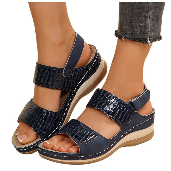 Orthopedic Sandals for Women with Arch Support 2025 Summer Comfortable Leather Wedge Walking Work Sandals