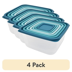 (4 pack) Mainstays 14-Piece Plastic Food Storage Set Teal
